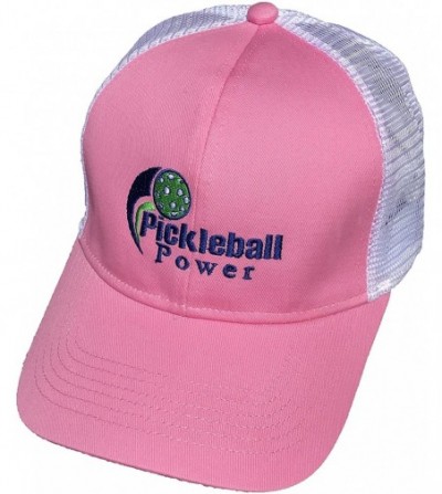 Baseball Caps Logo Two-Toned Ladies Mesh-Back Ball Cap - Embroidered & Adjustable - Pink and White - CP12N2L0AB5