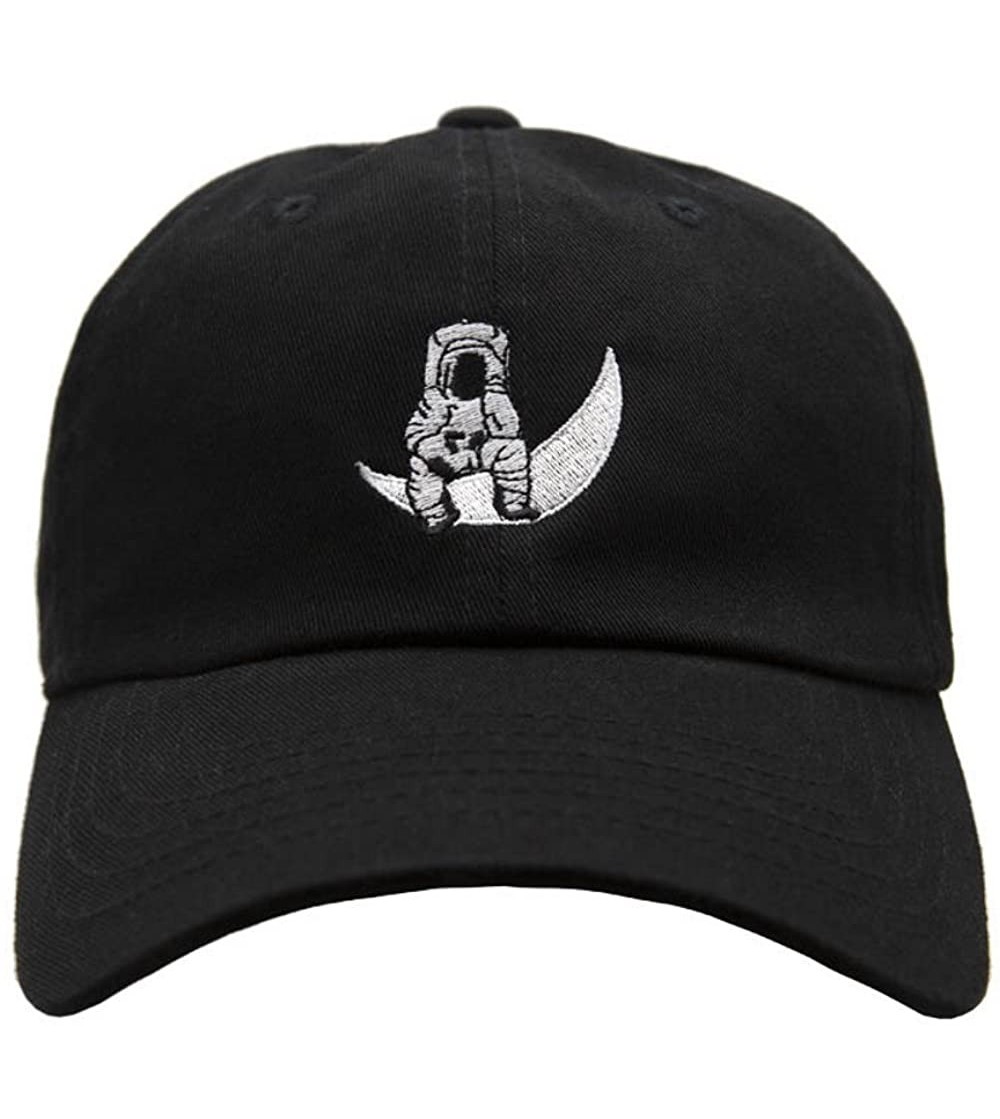 Baseball Caps Nissi Man On The Moon Dad Hat - Black - CW188ZY9736