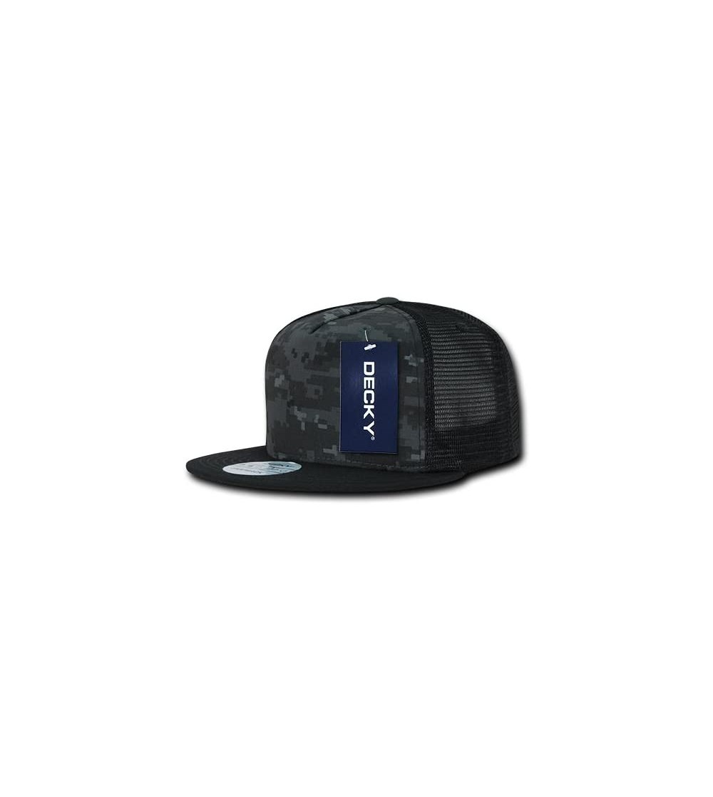 Baseball Caps 5 Panel Flat Bill Trucker Hats- Night/Black - CR128PL4WPB