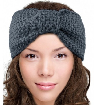Headbands Women's Winter Knit Headband - Bow - Gray - CJ12O005ODO