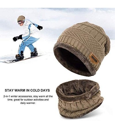Skullies & Beanies WAFA Winter Outdoor Windproof 2 Pieces - Women Khaki - C618M7537GK