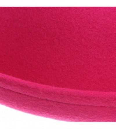 Fedoras Women Wool Felt Roll Brim Bowler Derby Hats Billycock Cloche 22.5" - Rosy - CW127E5KUZF