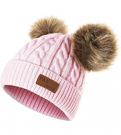 Skullies & Beanies Winter Toddler Crochet Toboggan Earflap - Pink - C0192USZCLX