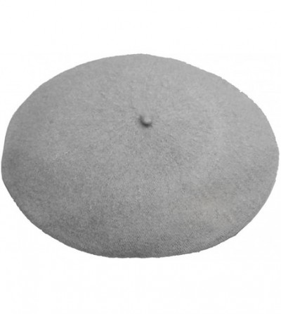 Berets Women French Wool Beret Hats - Solid Color Classic Beanie Winter Cap - Light Grey - C012FK798YD
