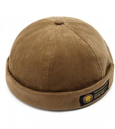 Skullies & Beanies Unisex Beanie Corduroy Docker Brimless Hat Rolled Cuff Harbour Hat - X-khaki - CM193AKSDRL
