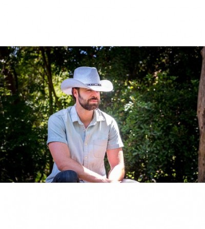 Cowboy Hats Old Stone Straw Cowboy Cowgirl Hat for Men Women Wide Brim Sun Hat Western Style - Jess White - CF18U6AXSSQ