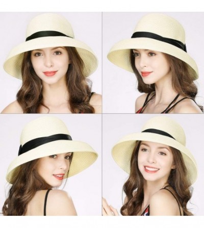 Sun Hats Womens UPF50 Foldable Summer Sun Beach Straw Hats Accessories Wide Brim - 00043_white - C518S9CD0KL