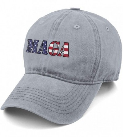 Baseball Caps MAGA American Flag New Men and Women Adult Comfort Adjustable Denim Hat Truck Baseball Cap - Gray - CB18M64ZIYA