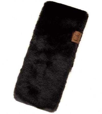 Cold Weather Headbands Faux Fur Sherpa Lining Soft Headwrap Headband - Black - CX18ISYW270