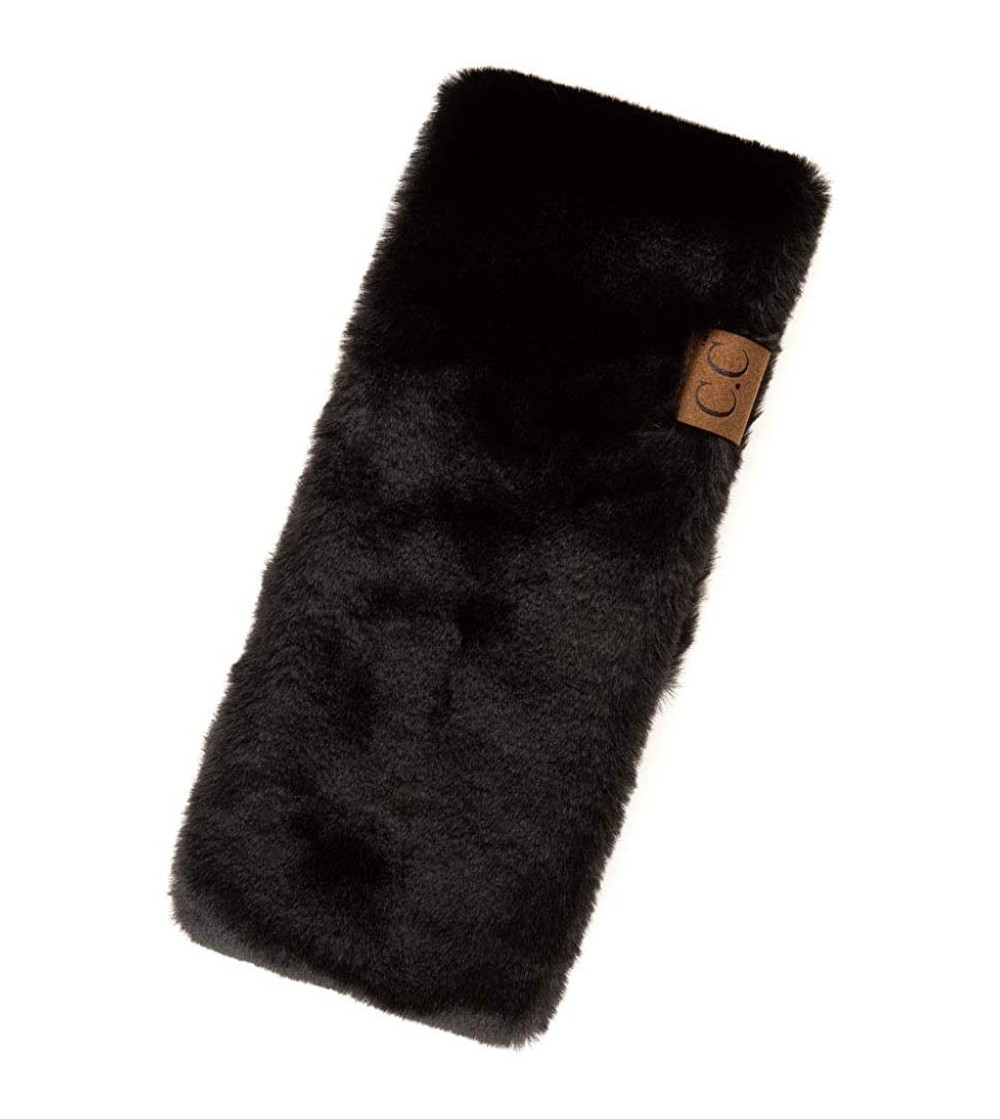 Cold Weather Headbands Faux Fur Sherpa Lining Soft Headwrap Headband - Black - CX18ISYW270