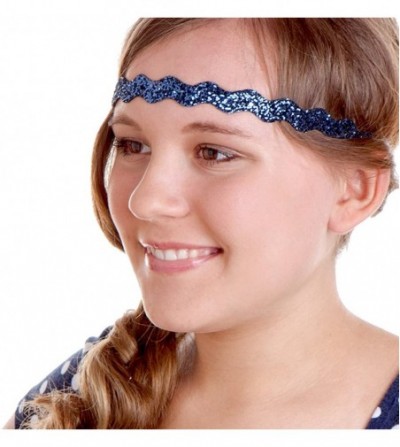 Headbands Women's Adjustable NO Slip Wave Bling Glitter Headband - Navy Blue Wave 1pk - CW11VC7E06H