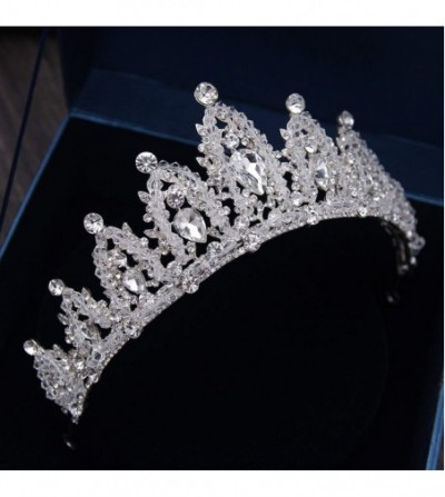 Headbands Handmade Rhinestone Bridal Crown Silver Crystal Diadem for Bride Headbands-HG112 - HG112 - C118WU6RCMY