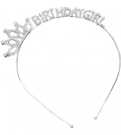 Headbands Women's Rhinestone Crown Birthday Girl Tiara Headband- 6" - Clear - CL11UCI5O5D