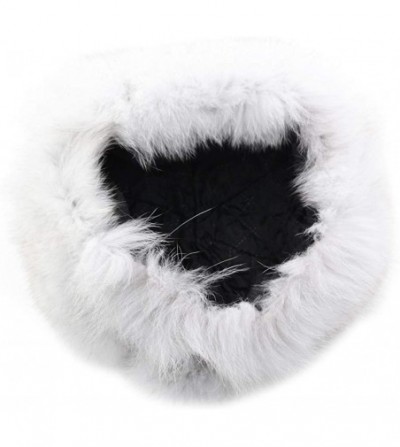 Bomber Hats Fox Fur Russian Trooper Style Hat Adult Winter Ushanka Snow Hat - White-brown Fur & White Exterior - CS18HZURECZ