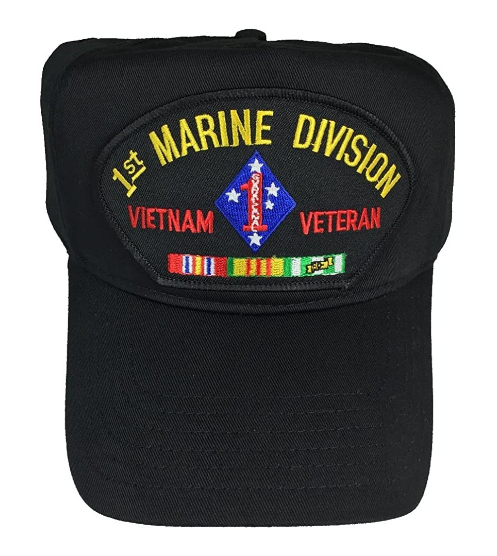 Sun Hats 1ST Marine Division Vietnam Veteran witCampaign Ribbons HAT - Black - Veteran Owned Business - CR12JXMHAEF