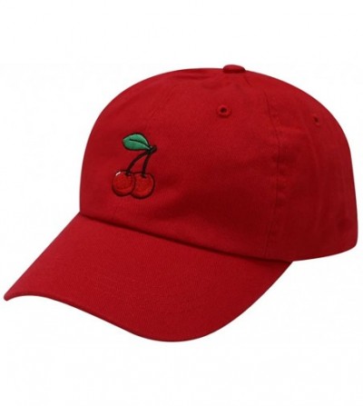 Baseball Caps Cherry Cotton Baseball Cap - Red - C012MRRRZUN