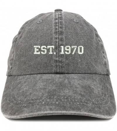 Baseball Caps EST 1970 Embroidered - 50th Birthday Gift Pigment Dyed Washed Cap - Black - CV180QMTCMC
