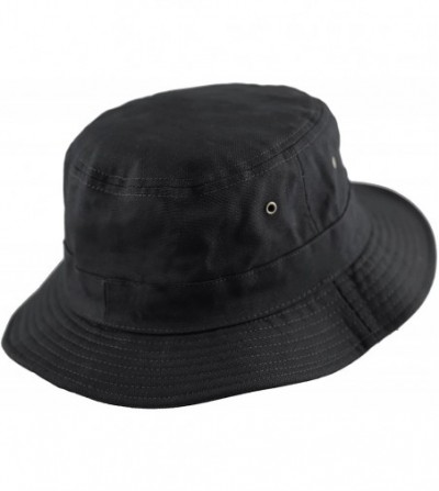 Bucket Hats 100% Cotton Canvas & Pigment Dyed Packable Summer Travel Bucket Hat - 1. Canvas - Black - C418DQ4YIYO