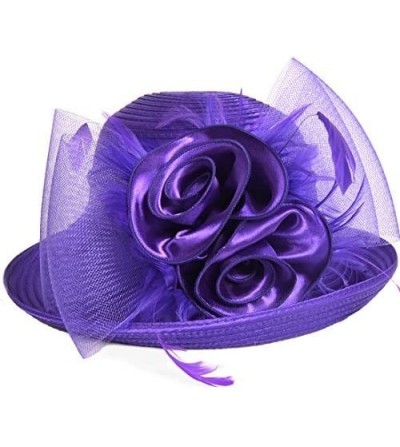Sun Hats Lightweight Kentucky Derby Church Dress Wedding Hat S052 - Bowler-purple - CA17X0OMS40