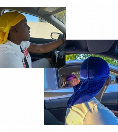 Skullies & Beanies Durags for Men 360 Waves- Velvet Durags and Silky Soft Durag with Long Tail - Style-b52 - C918UE46Z59
