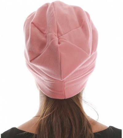 Skullies & Beanies Satin Silk Lined Sleep Cap - Beanie Slap Hat-Amazing Soft Chome Cap - Pink-lm - CQ18TZM4TSI