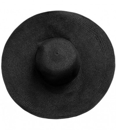 Sun Hats Women Floppy Derby Hat Wide Large Brim Beach Straw Sun Cap - Style 1 Black - CM11TNPI1C9