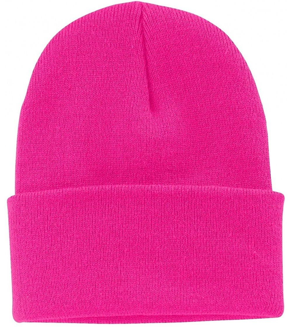 Skullies & Beanies Port & Company Men's Knit Cap - Neon Pink Glo - CD11QDRZVOL
