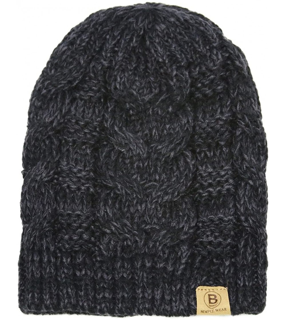Skullies & Beanies Unisex Warm Chunky Soft Stretch Cable Knit Beanie Cap Hat - 102 Grey - CV1889A7M4W