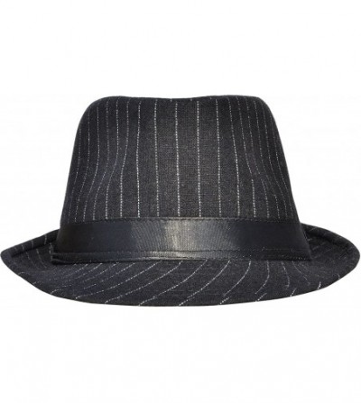 Fedoras Men Women's Manhattan Short Brim Gangster Fedora Hat - Black - CC186AQO708