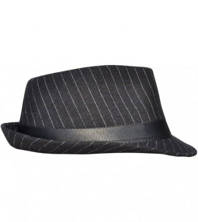Fedoras Men Women's Manhattan Short Brim Gangster Fedora Hat - Black - CC186AQO708