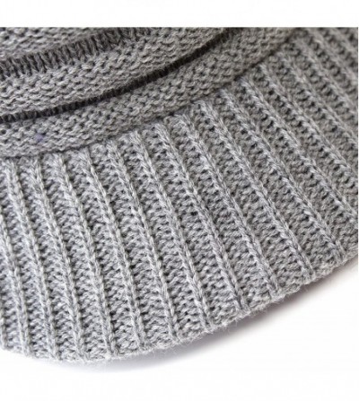 Skullies & Beanies Unisex Winter Hats with Visor Warm ski hat Stylish Knitted hat for Men and Women - Light Grey -Striped - C...
