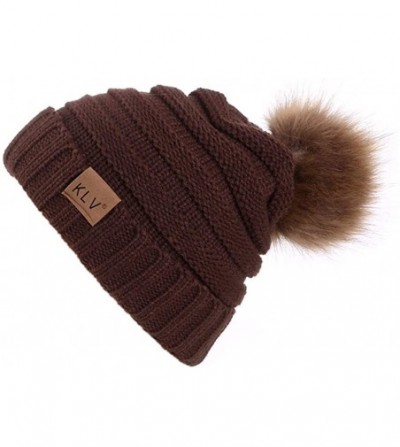 Skullies & Beanies Women Ladies Winter Knitting Hat Warm Artificial Wool Snow Ski Caps With Visor - S1100-coffee - CL18L20O5G4