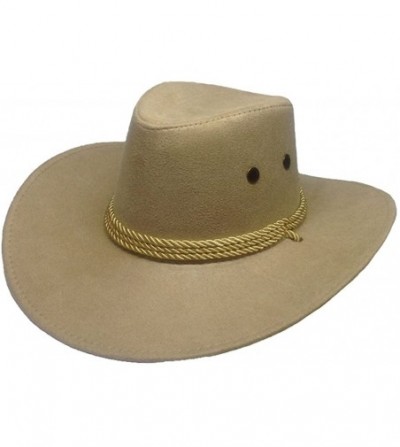 Cowboy Hats Westworld Cowboy Hat Faux Felt Outdoor Trip Wide Brim Hat Microsuede - Beige - C918G8K0IOW