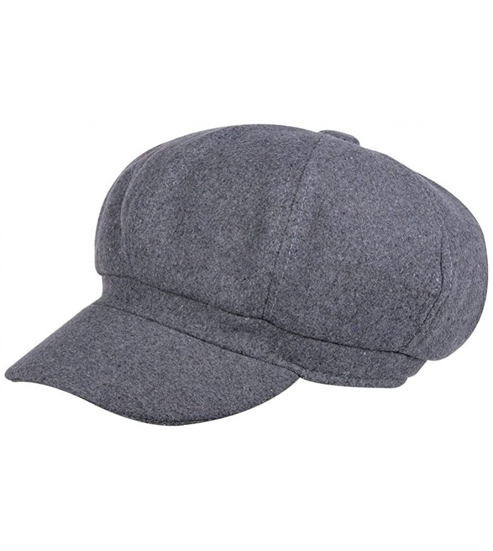 Newsboy Caps Women Girl Newsboy Peaked Beret Hat Warm Cloche Flat Caps - Classic Dark Grey - CS12MX6TMJM