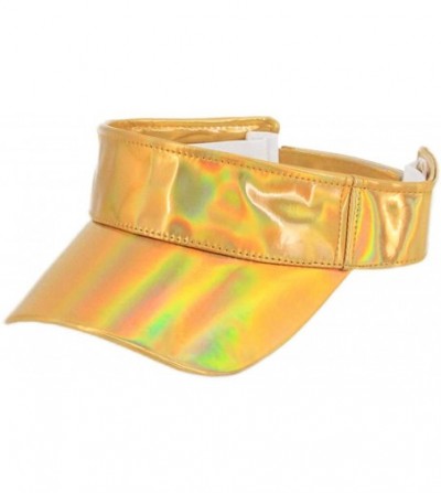 Bucket Hats Women Unisex PU Visors Wide Brim UV Protective Sportswear Visors Golf Tennis Sunhat - Gold - C718Z0MZOQ7