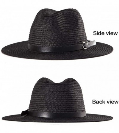 Sun Hats Straw Fedoras Panama Hat Unisex Pack 3 Sun Hat Summer Beach Headwear (Pack of 3 (258)) - Milk White-beige-black - C4...