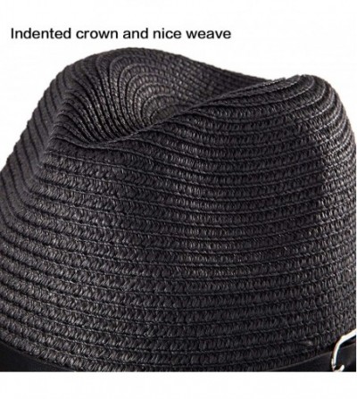 Sun Hats Straw Fedoras Panama Hat Unisex Pack 3 Sun Hat Summer Beach Headwear (Pack of 3 (258)) - Milk White-beige-black - C4...