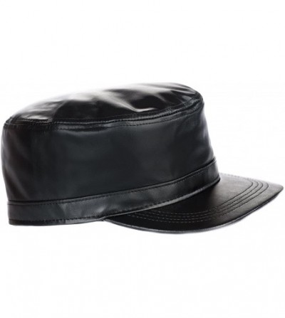 Baseball Caps Genuine Leather Fitted hat Cap- Made in USA- Multiple Colors - Black - CH18CRMY0DI