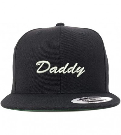 Baseball Caps Flexfit Daddy Script Font Embroidered Structured Flatbill Snapback Cap - Black - CF18LDHUTL7