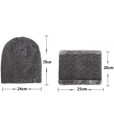 Skullies & Beanies 2PCS Set Unisex Knitted Thick Cap Hedging Head Hat Beanie Warm Caps+Neck Warmers Suit - Wine Red - CI18L3E...
