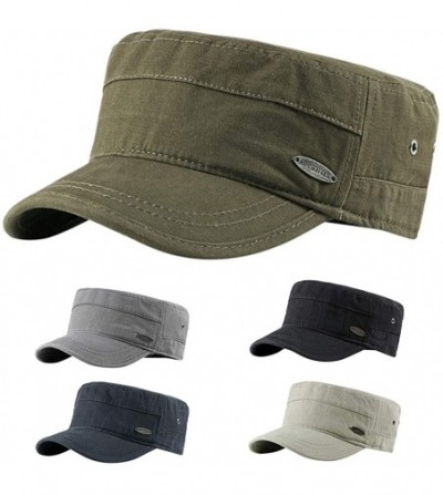 Newsboy Caps Women Men Washed Cotton Cadet Army Cap Basic Cap Military Style Hat Flat Top Cap Baseball Cap - Gray 4 - CP18ZRY...