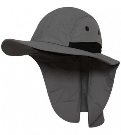 Sun Hats 4 Panel Large Bill Soft Bucket w/ Neck Flap Hat Sun Cap - Grey - C011LHJZBXB