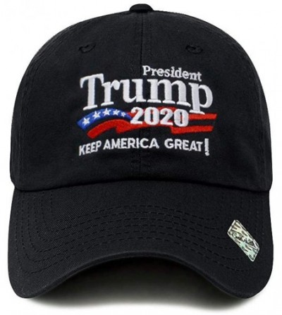 Baseball Caps Trump 2020 Keep America Great Campaign Embroidered US Hat Baseball Cotton Cap - Cotton Black - CA18GGCUX6U