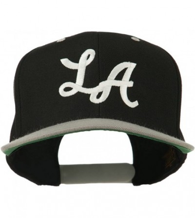 Baseball Caps LA Embroidered Snapback Cap - Black Silver - C811ONYXIPP