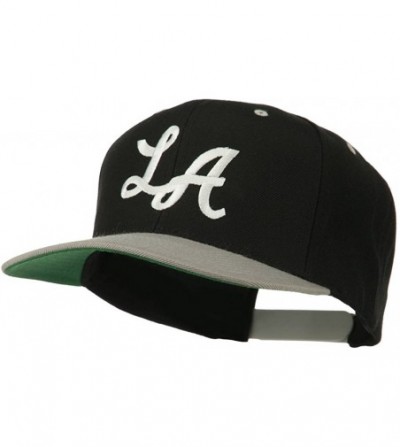 Baseball Caps LA Embroidered Snapback Cap - Black Silver - C811ONYXIPP