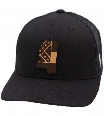 Baseball Caps Mississippi 'The 20' Leather Patch Hat Curved Trucker - Camo - C318IGT8O55