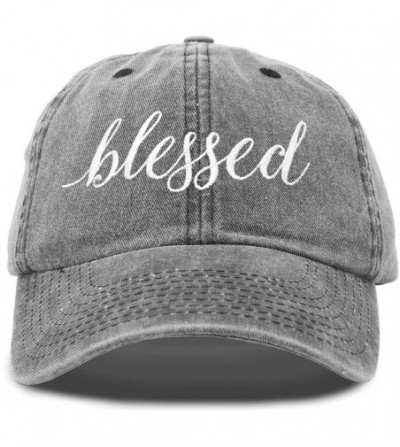 Baseball Caps Blessed Women's Baseball Cap Soft Cotton Dad Hat - Washed Denim Black - CS18RQDHLTR