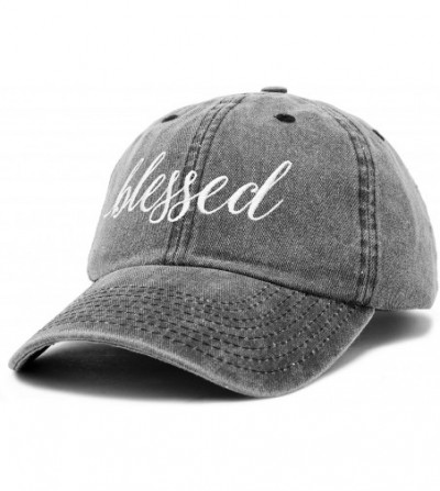 Baseball Caps Blessed Women's Baseball Cap Soft Cotton Dad Hat - Washed Denim Black - CS18RQDHLTR