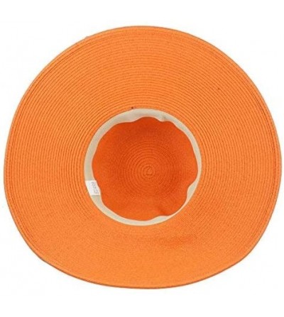 Sun Hats Women's Large Wide Brim Floppy Beach Sun Visor Shade Straw Hat Cap - Orange - CL12HTUPE4H