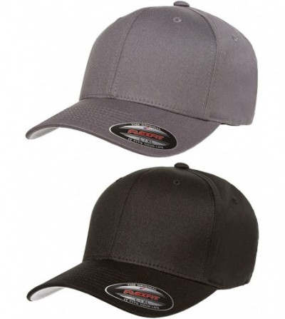 Baseball Caps Adult's 5001 2-Pack Premium Original Twill Fitted Hat - Black- Gray - CJ12D7CIX7B